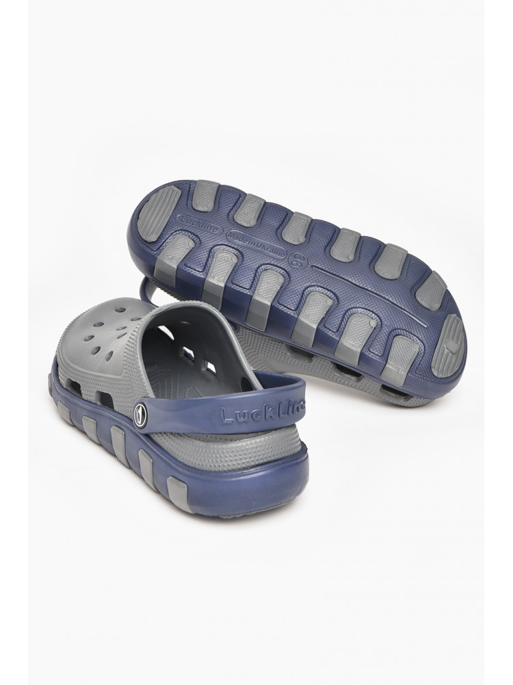 Кроксы женские серого цвета с синей вставкой 3021-177 212374C