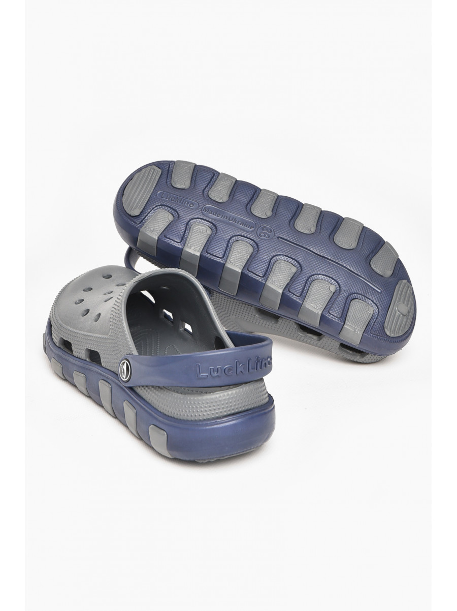 Кроксы женские серого цвета с синей вставкой 3021-177 212374C