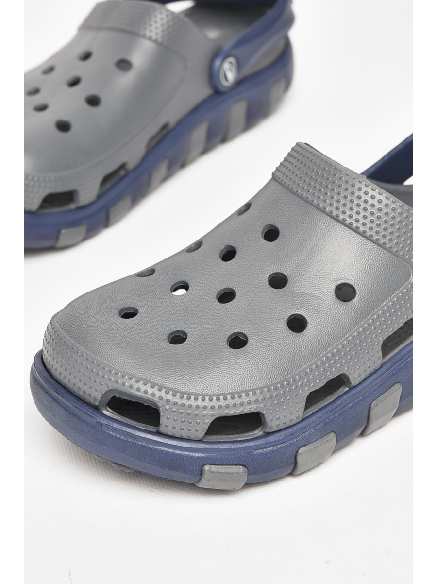 Кроксы женские серого цвета с синей вставкой 3021-177 212374C