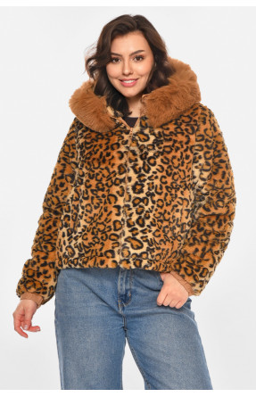 Шубка женская демисезонная коричневого цвета с принтом 11768 212385C Шубка женская демисезонная коричневого цвета с принтом 11768 212385C