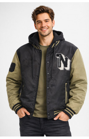 Бомбер чоловічий демісезонний чорного кольору з принтом S425 212388C