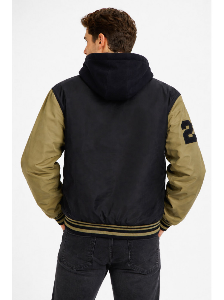 Бомбер чоловічий демісезонний чорного кольору з принтом S425 212388C