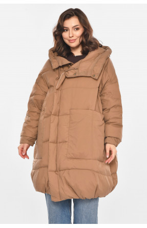 Куртка женская полубатальная демисезонная цвета мокко 0609 212393C Куртка женская полубатальная демисезонная цвета мокко 0609 212393C