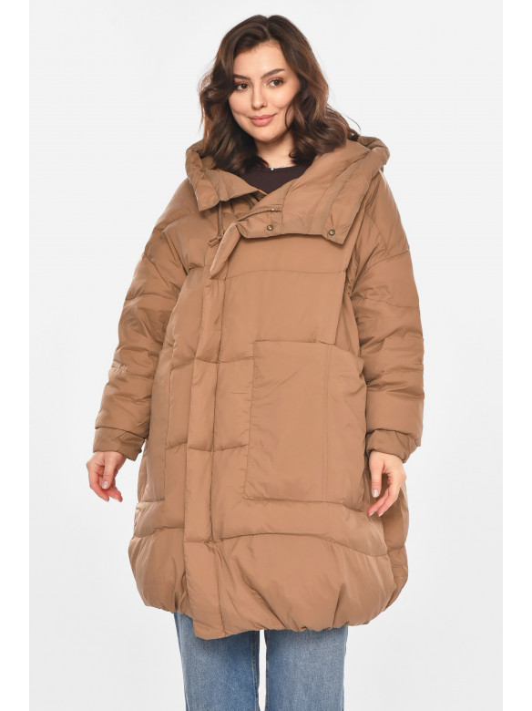 Куртка женская полубатальная демисезонная цвета мокко 0609 212393C