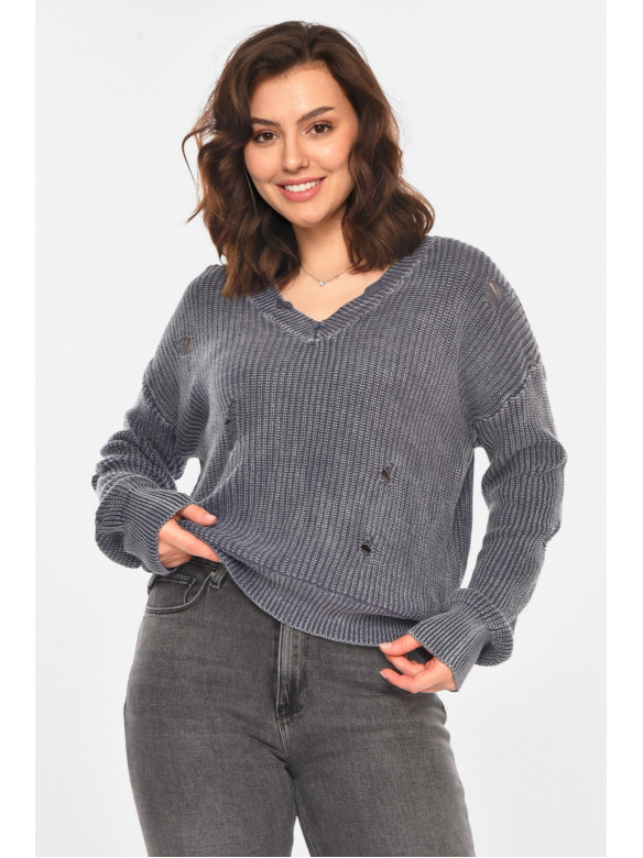 Свитер женский однотонный тёмно-серого цвета 97321 212403C