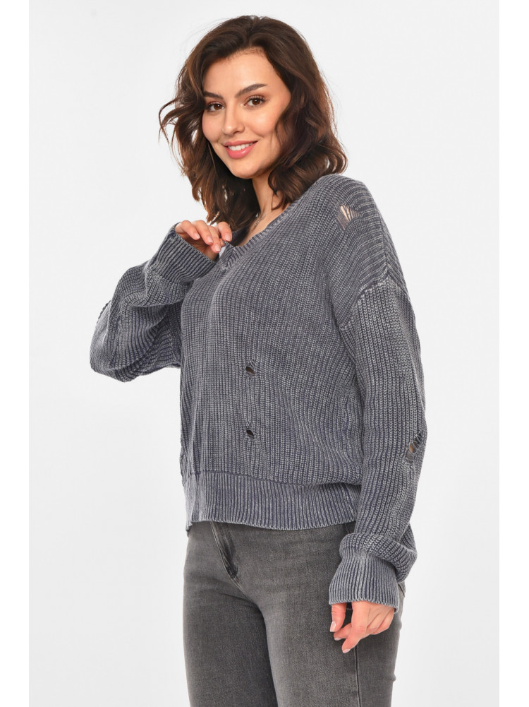 Свитер женский однотонный тёмно-серого цвета 97321 212403C