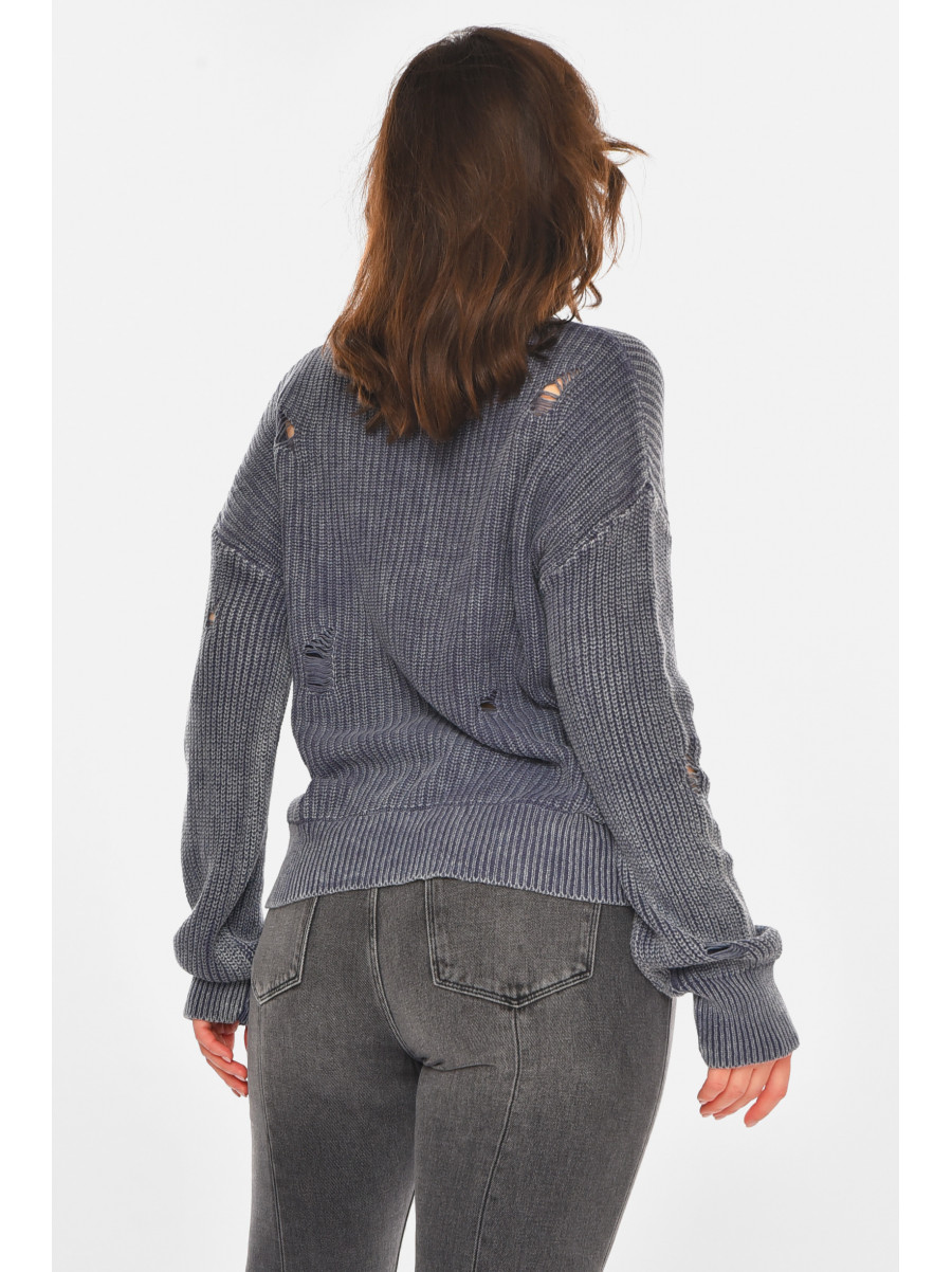 Свитер женский однотонный тёмно-серого цвета 97321 212403C