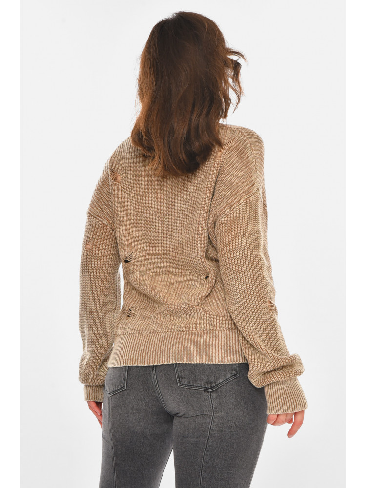 Свитер женский однотонный коричневого цвета 97321 212405C