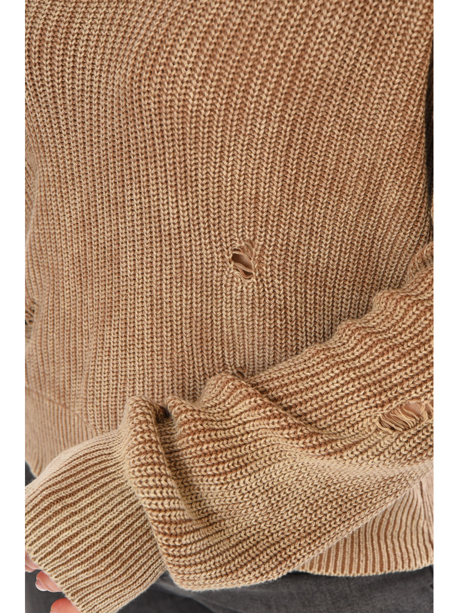 Свитер женский однотонный коричневого цвета 97321 212405C
