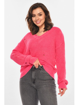 Светр жіночий однотонний рожевого кольору 97321 212406C