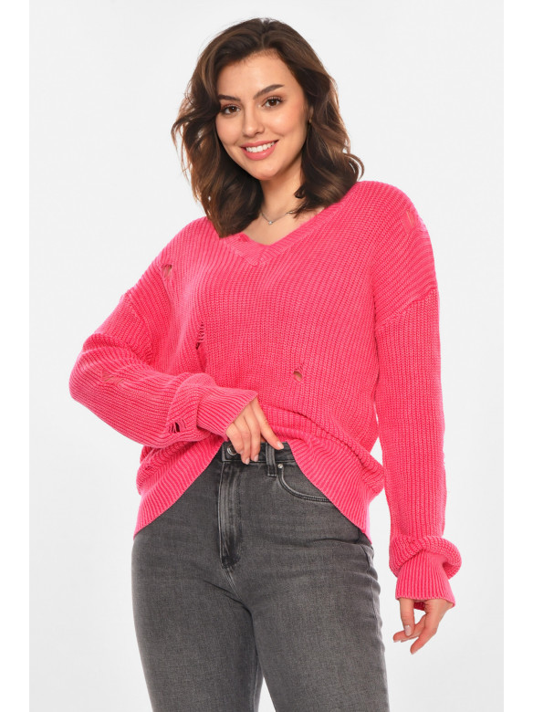 Свитер женский однотонный розового цвета 97321 212406C