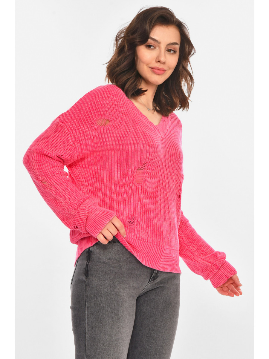 Свитер женский однотонный розового цвета 97321 212406C