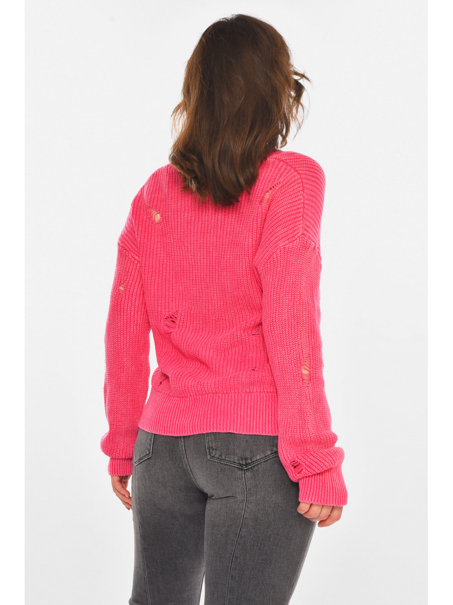 Свитер женский однотонный розового цвета 97321 212406C