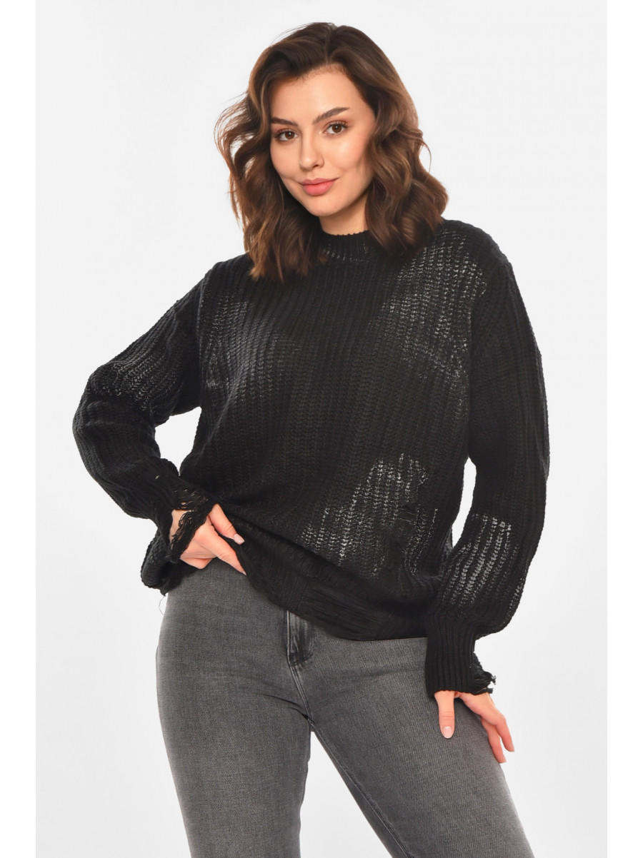 Свитер женский черного цвета с принтом 97321 212412C