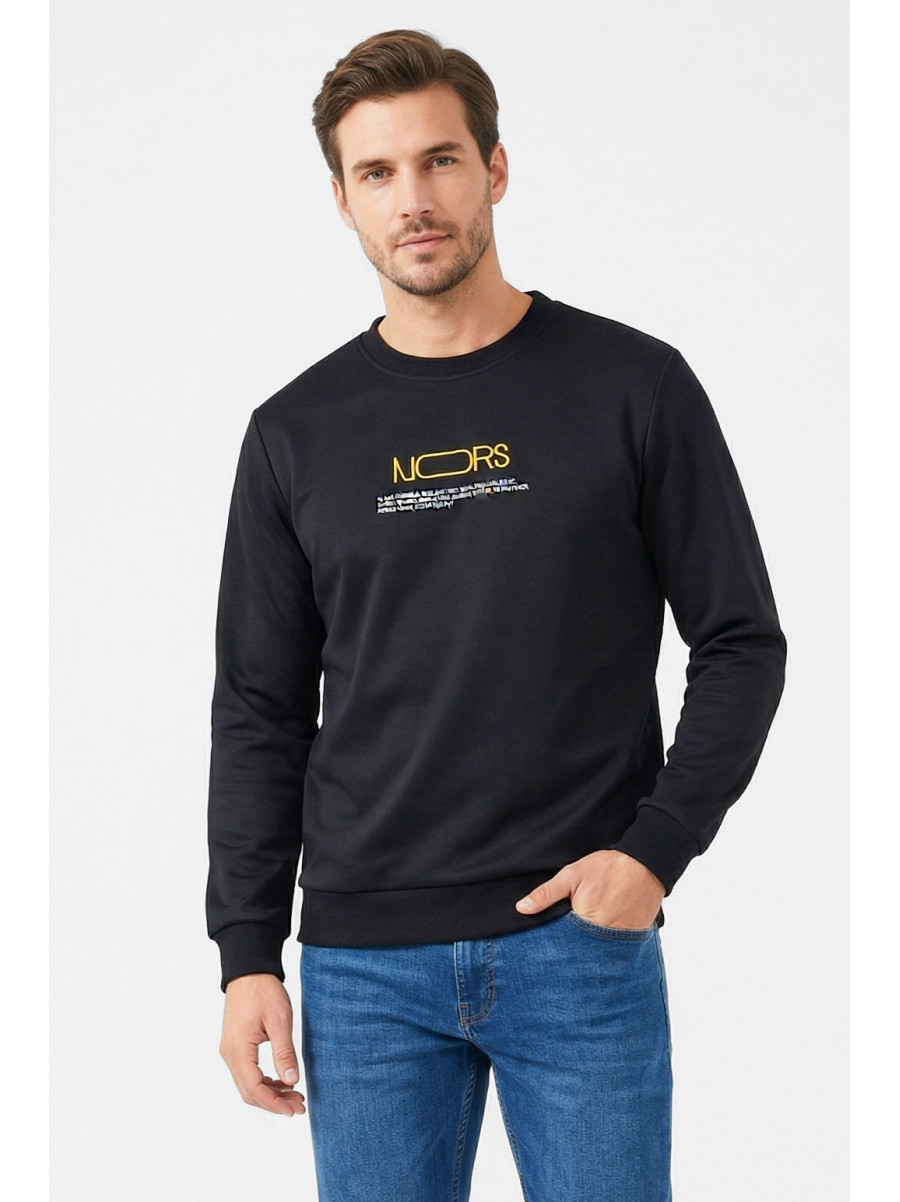 Світшот чоловічий із принтом чорного кольору 7702 212430C