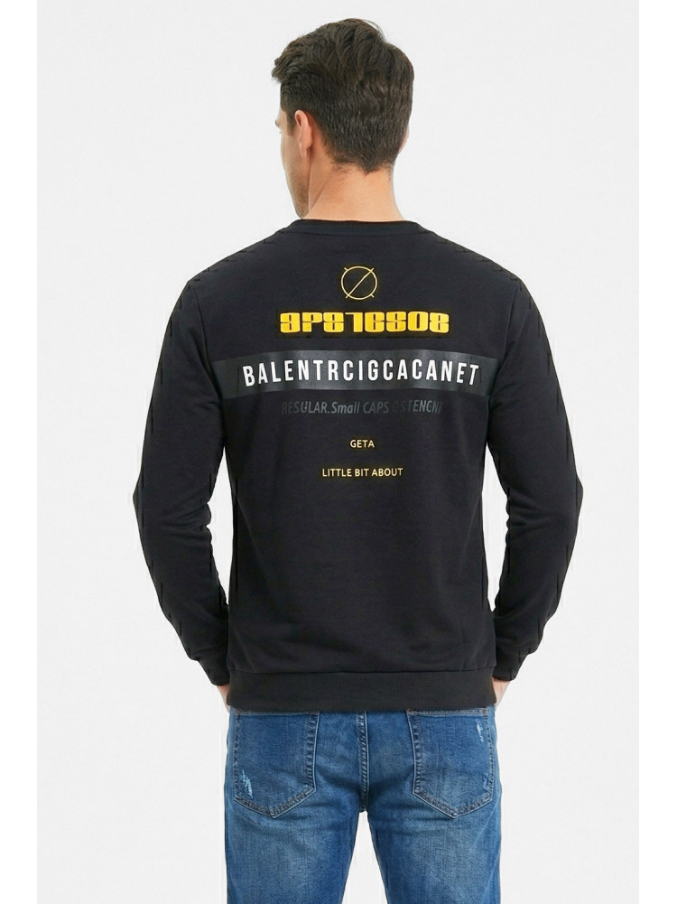 Світшот чоловічий із принтом чорного кольору 7702 212430C