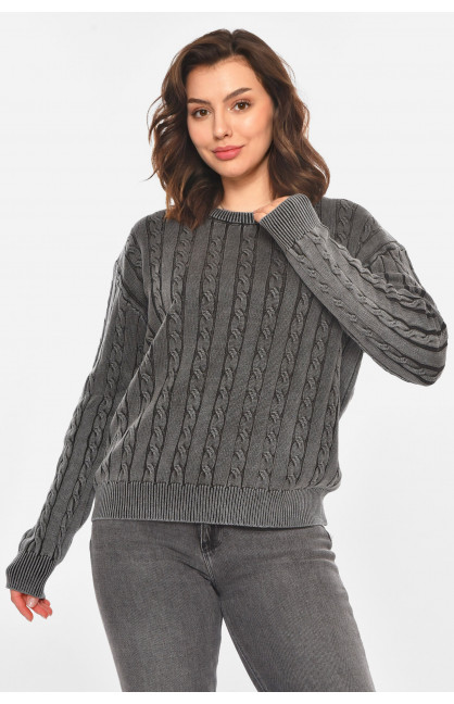 Свитер женский однотонный серого цвета 066 212437C