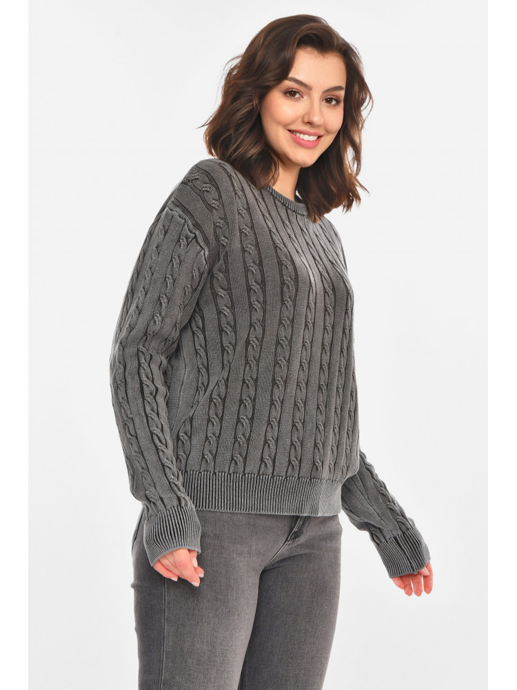 Свитер женский однотонный серого цвета 066 212437C