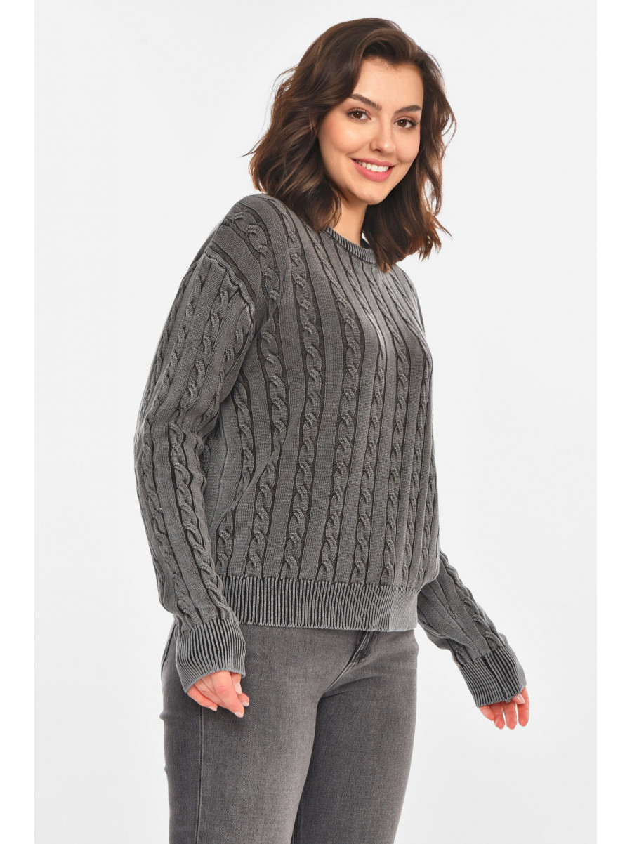 Свитер женский однотонный серого цвета 066 212437C