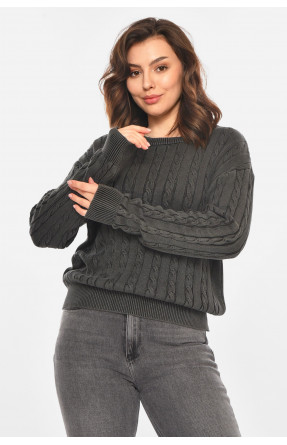 Свитер женский однотонный графитового цвета 066 212438C Свитер женский однотонный графитового цвета 066 212438C