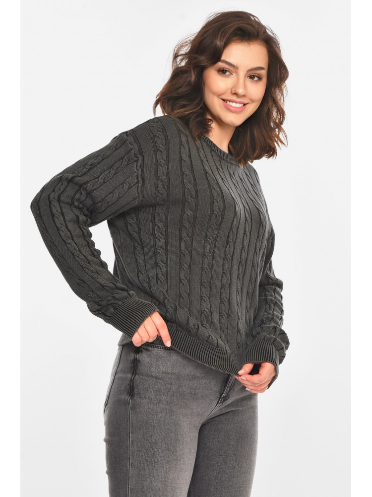 Свитер женский однотонный графитового цвета 066 212438C