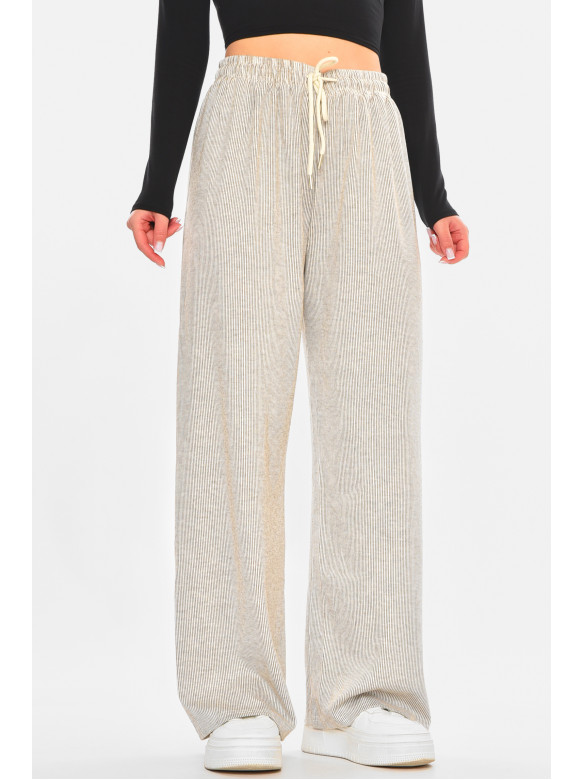 Штаны женские бежевого цвета с принтом 8812 212440C