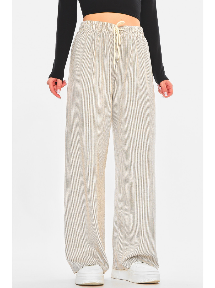 Штаны женские бежевого цвета с принтом 8812 212440C