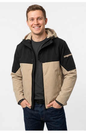 Куртка чоловіча демісезонна бежевого кольору з принтом S455 212444C