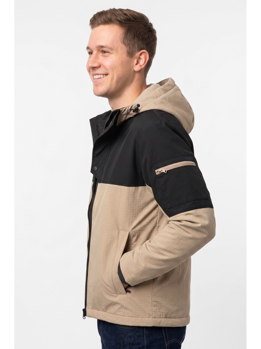 Куртка чоловіча демісезонна бежевого кольору з принтом S455 212444C