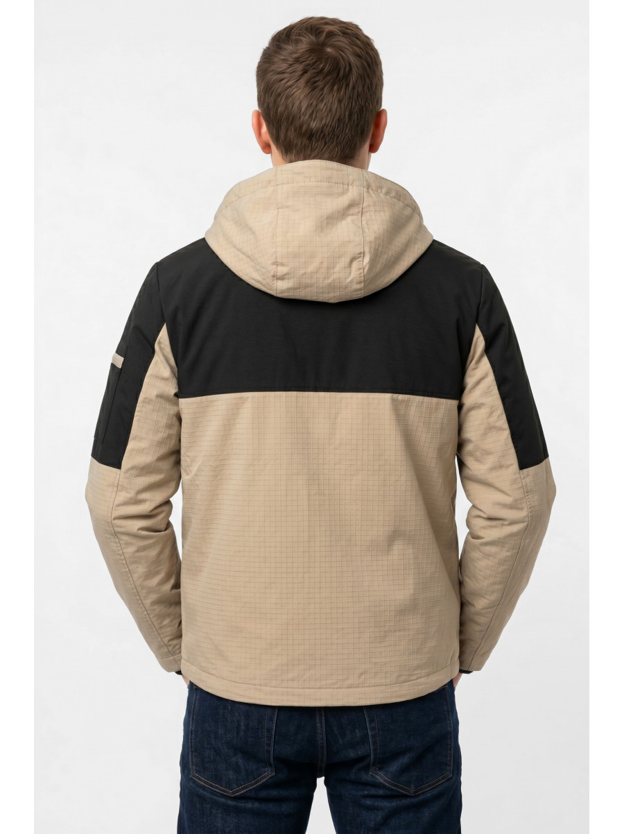 Куртка чоловіча демісезонна бежевого кольору з принтом S455 212444C