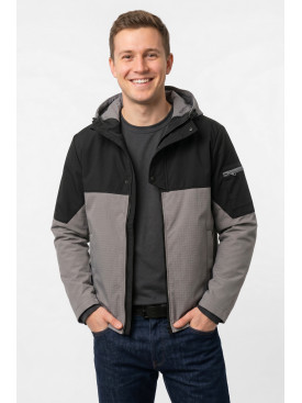 Куртка чоловіча демісезонна сірого кольору з принтом S455 212446C