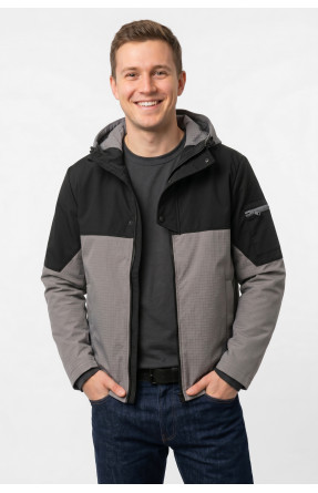 Куртка чоловіча демісезонна сірого кольору з принтом S455 212446C