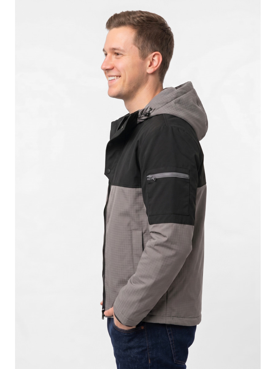 Куртка чоловіча демісезонна сірого кольору з принтом S455 212446C