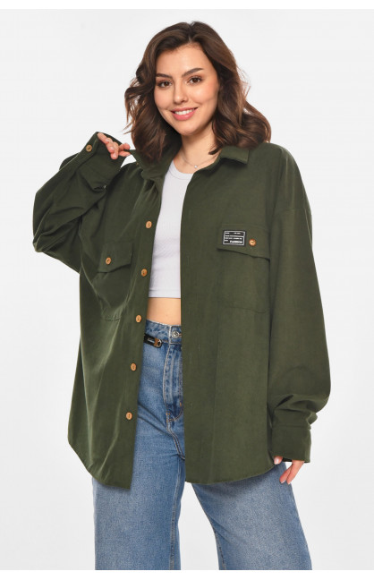 Рубашка женская вельветовая цвета хаки 527 212449C
