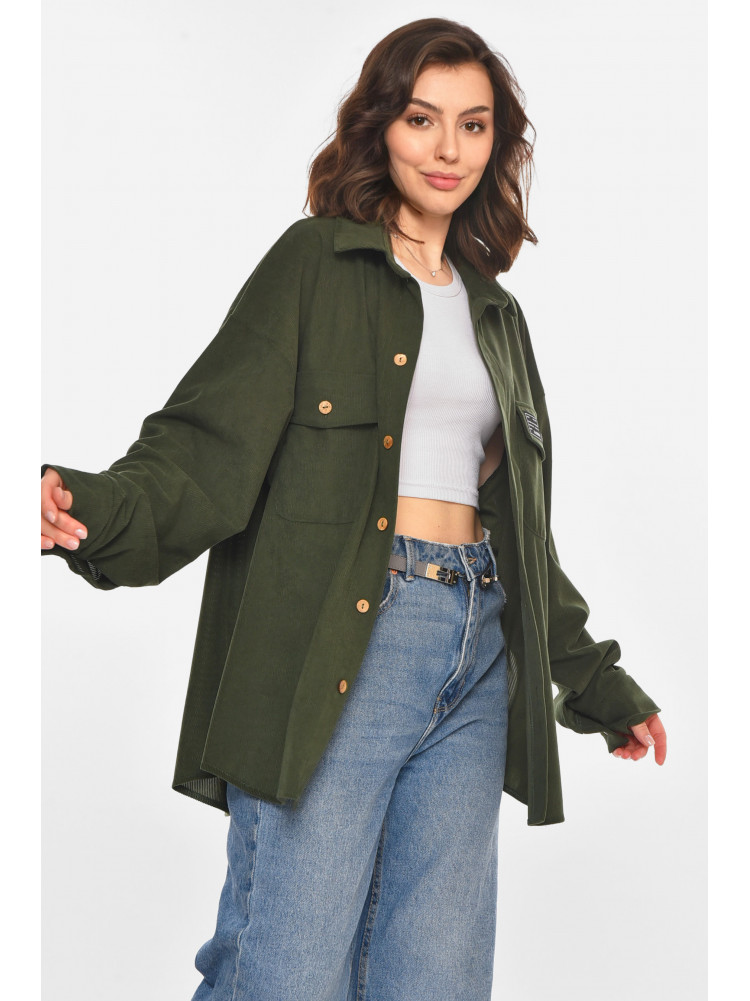 Рубашка женская вельветовая цвета хаки 527 212449C