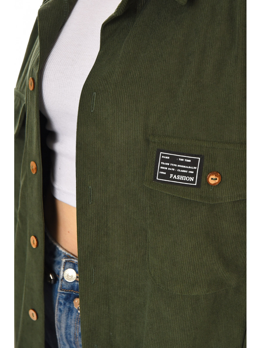 Рубашка женская вельветовая цвета хаки 527 212449C