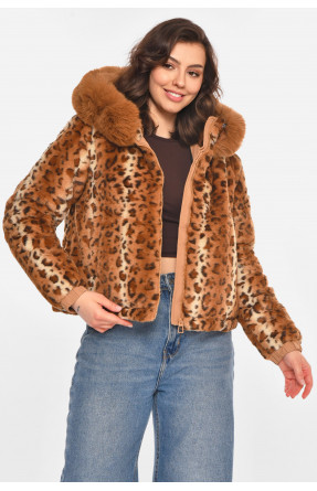 Шубка женская демисезонная коричневого цвета с принтом 11768 212452C Шубка женская демисезонная коричневого цвета с принтом 11768 212452C