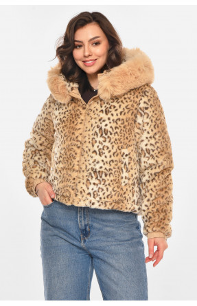 Шубка женская демисезонная бежевого цвета с принтом 11768 212453C Шубка женская демисезонная бежевого цвета с принтом 11768 212453C