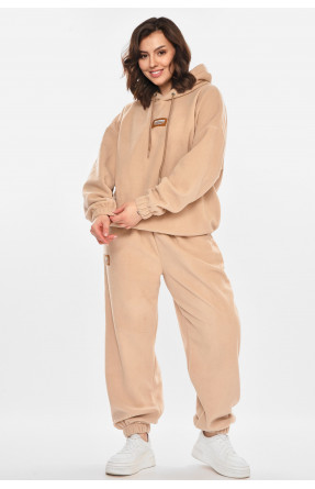 Спортивный костюм женский флисовый бежевого цвета 616 212454C