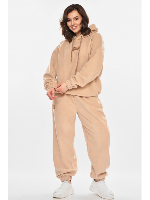 Спортивный костюм женский флисовый бежевого цвета 616 212454C