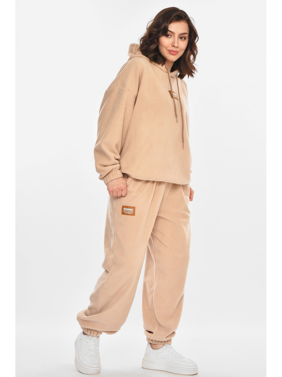 Спортивный костюм женский флисовый бежевого цвета 616 212454C