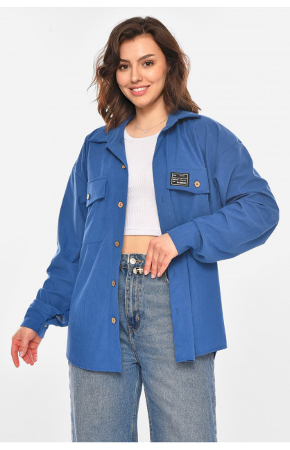 Рубашка женская вельветовая голубого цвета 527 212455C Рубашка женская вельветовая голубого цвета 527 212455C