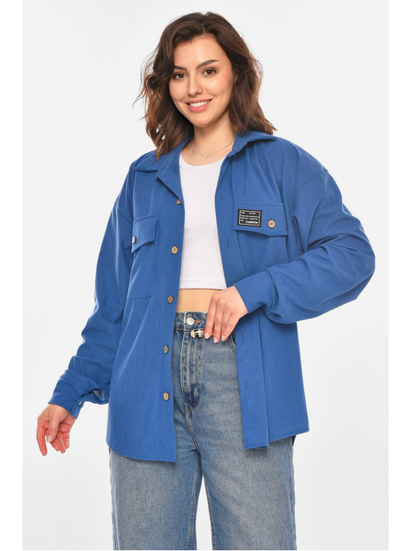 Рубашка женская вельветовая голубого цвета 527 212455C