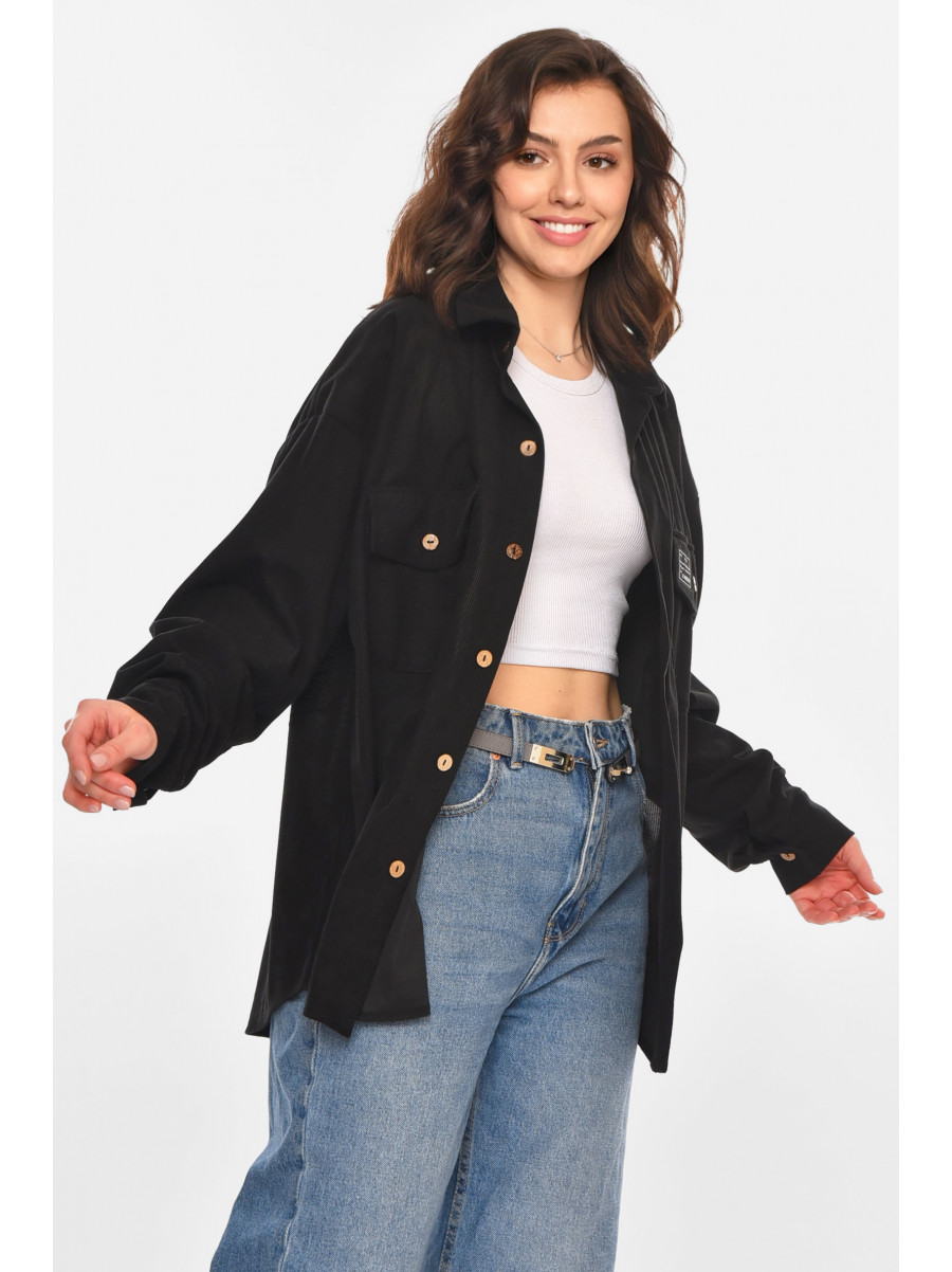 Рубашка женская вельветовая черного цвета 527 212456C