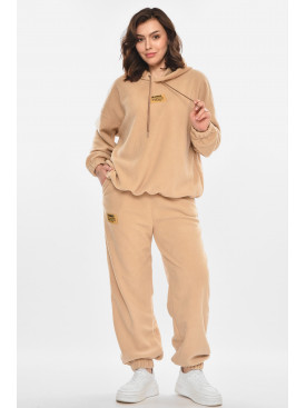 Спортивный костюм женский флисовый бежевого цвета 616 212457C Спортивный костюм женский флисовый бежевого цвета 616 212457C