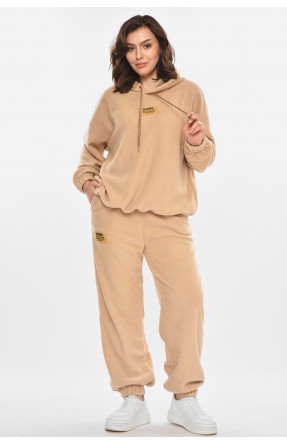 Спортивный костюм женский флисовый бежевого цвета 616 212457C