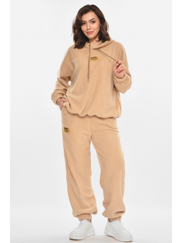 Спортивный костюм женский флисовый бежевого цвета 616 212457C