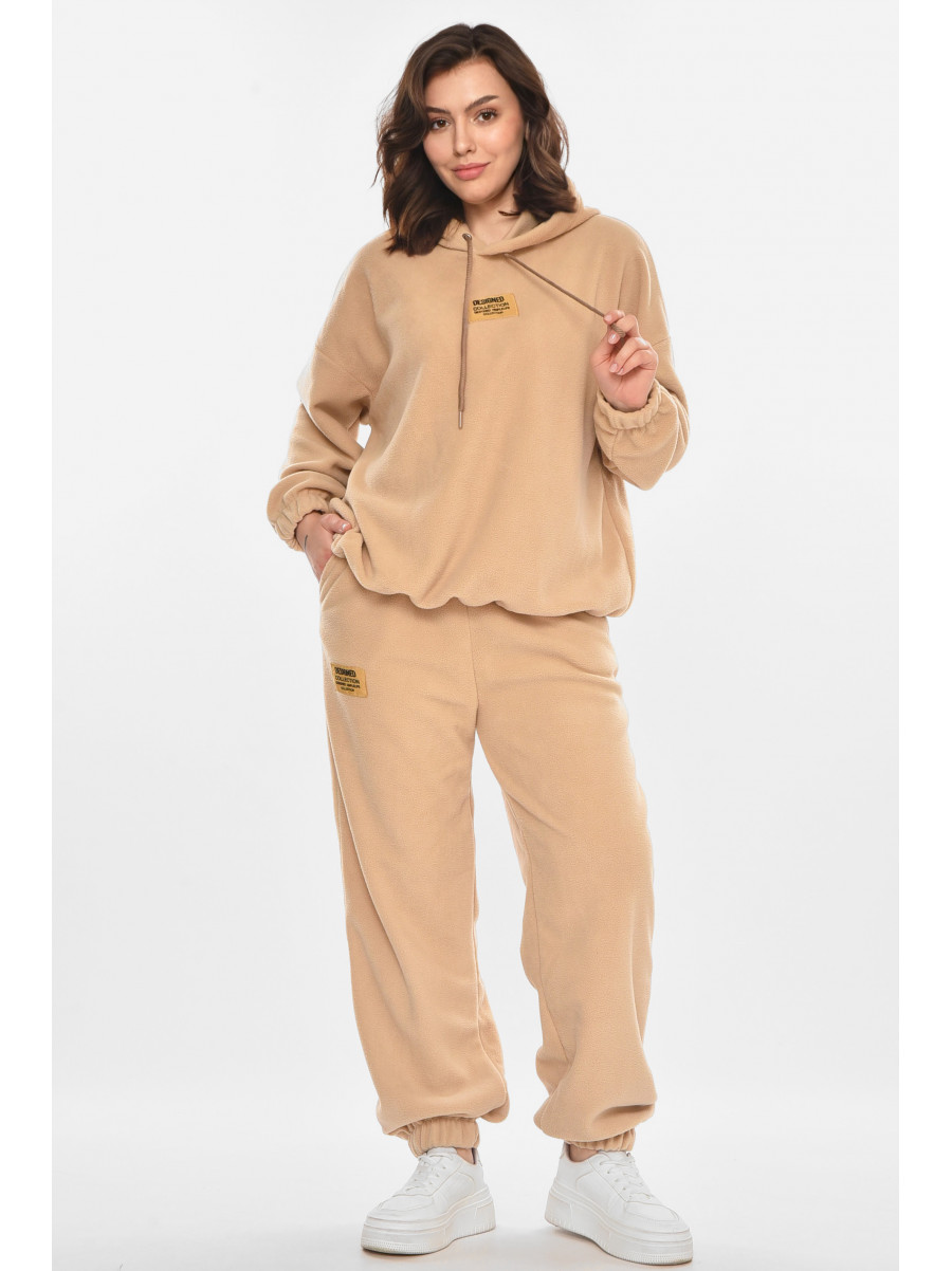 Спортивный костюм женский флисовый бежевого цвета 616 212457C