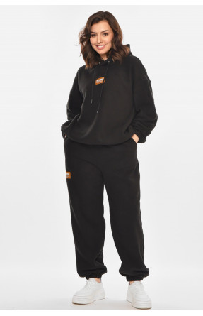 Спортивный костюм женский флисовый черного цвета 616 212459C