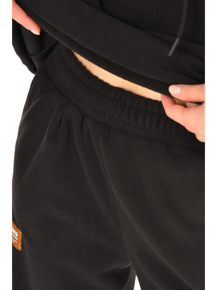 Спортивный костюм женский флисовый черного цвета 616 212459C